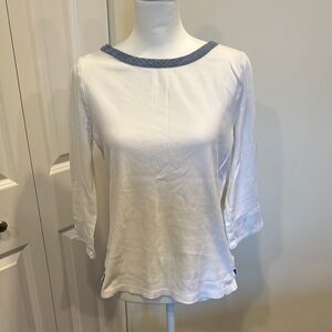 Nautica White Blouse with Blue Trim